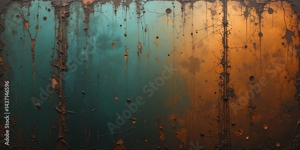 Fototapeta Abstract Grunge Teal and Rust Metal Texture