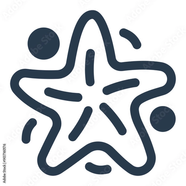 Obraz Starfish with Doodle Waves and Bubbles