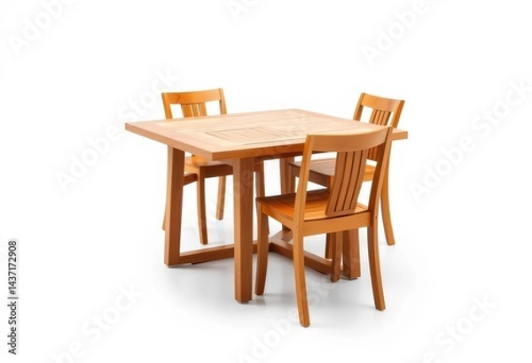 Obraz Elegant teak wood table and chair set isolated on white, craft, teak