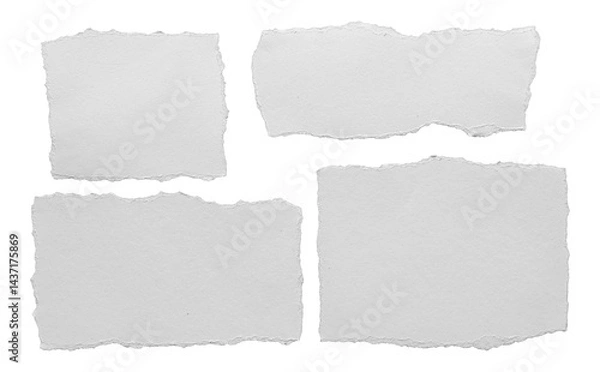 Obraz ripped element set of torn paper edges isolated with clipping path on white background. torn paper texture, ripped of paper designs and jagged paper edges create a raw, artistic look