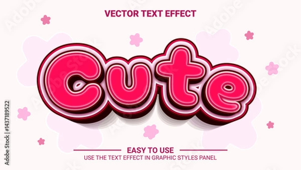 Obraz 3d cute editable text effect