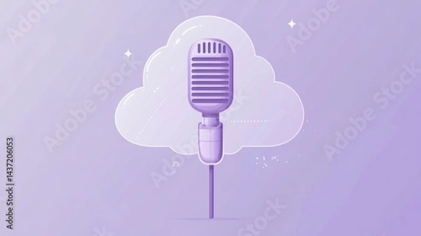 Obraz Podcast microphone cloud background