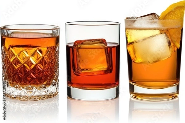 Fototapeta Three drinks in glasses