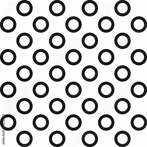 Fototapeta Modern minimalist vector pattern with circular grid, polka dot, lattice, mesh or net. Seamless abstract geometric background with circles. Black and white simple background texture for print.