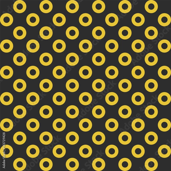 Fototapeta Retro-inspired minimalist vector pattern with circular grid and polka dots. Seamless geometric background featuring circles, perfect for printing applications and design projects