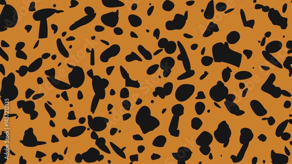 Fototapeta Seamless animal print pattern with black spots on orange background, perfect for fashion, textile, and wild inspired decor. High quality vector illustration with leopard and cheetah style