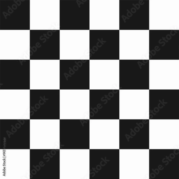 Fototapeta Seamless black and white chess checkered grid pattern in Memphis style. Geometric vector design for backgrounds and wallpapers. Modern and hipster aesthetics