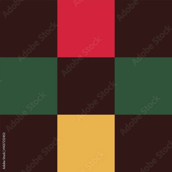 Fototapeta Vibrant seamless checkered grid pattern for Xmas, Christmas, and Happy New Year. Squares in festive colors create a geometric vector design. Ideal for holiday themed wallpapers and background