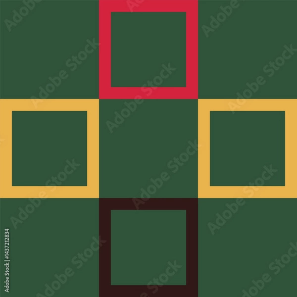 Fototapeta Seamless checkered linear grid pattern for Xmas, Christmas, and Happy New Year. Squares in festive colors geometric design. Holiday vector background for prints on a textile.