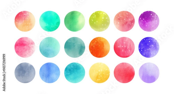 Fototapeta Colorful watercolor circles with various shades and colors perfect for backgrounds