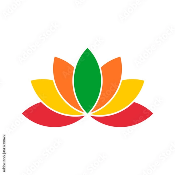Obraz 7 leaf rainbow colors lotus flower, flat vector logotype template