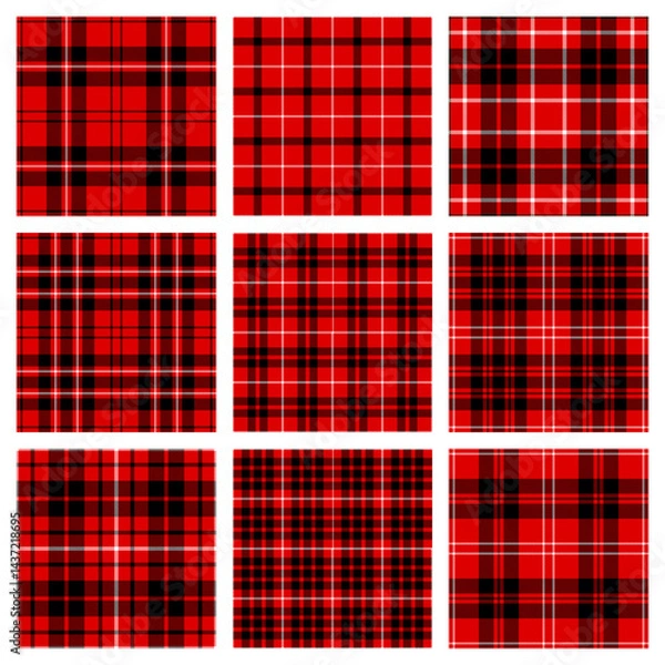 Obraz red tartan seamless checkered vector pattern collection