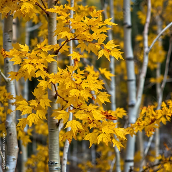 Obraz USA, Colorado, Uncompahgre National Forest. Close-up of aspen tree foliage in autumn.