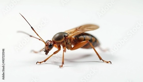 Fototapeta Close-up of a single insect on pure white background, wildlife, arthropod