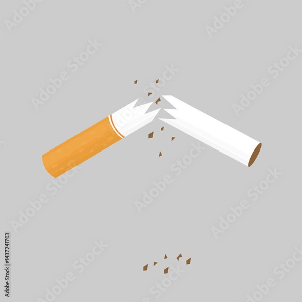 Fototapeta vector of broken cigarettes which is a symbol that this is dangerous for health