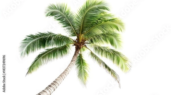 Fototapeta Tropical Palm Tree Cut Out. Vibrant and Exotic Design Element for Various Projects.