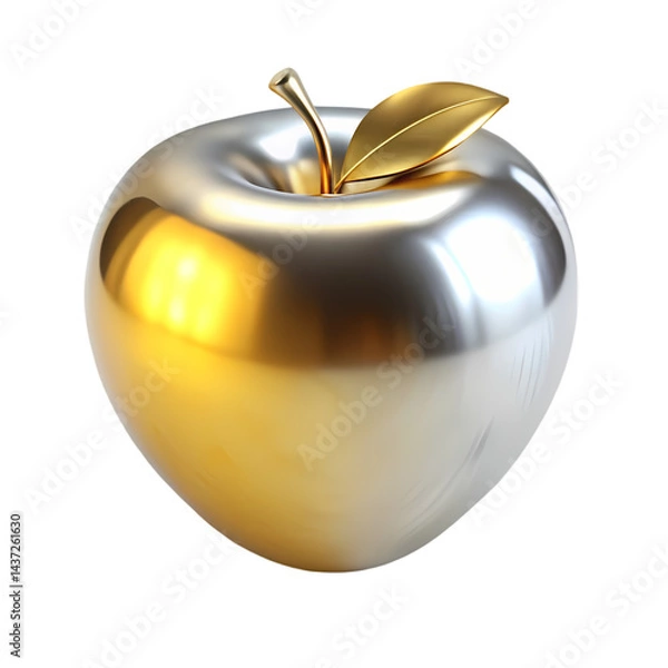 Obraz Metallic Gold and Silver Apple Abstract Fruit Image Stock Photo isolated on transparent background