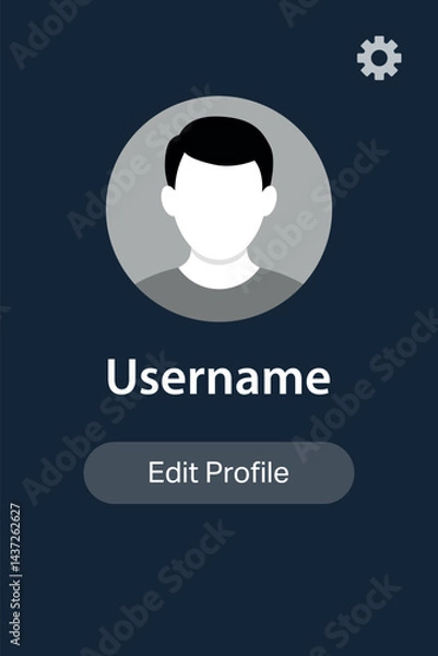 Obraz User Profile Screen with Avatar, Username, and Settings Button