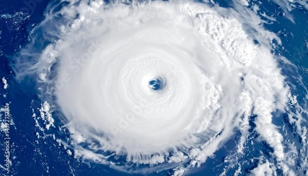 Fototapeta Top view of hurricane. Weather forecast. Hurricane. View of hurricane from space.