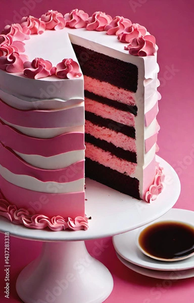 Fototapeta chocolate cake with cherry