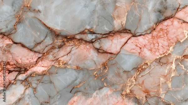 Fototapeta Seamless rose gold marble background texture with natural patterns, top view for luxurious design backdrops