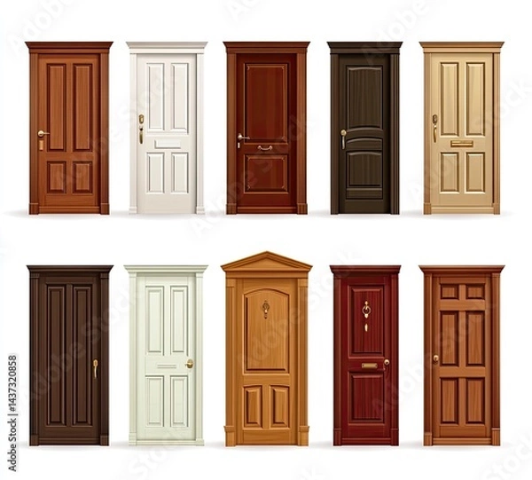 Obraz Various wooden doors in different colors and styles