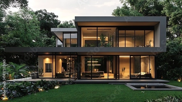 Obraz Stylish modern home in green paradise high resolution picture