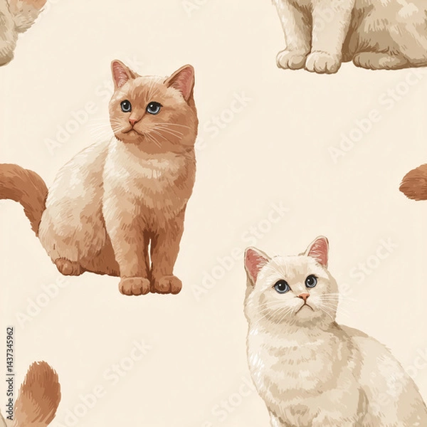 Fototapeta cat  seamless pattern
