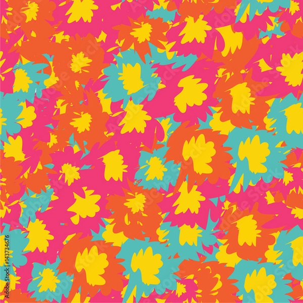 Obraz vector seamless pattern with tropical flowers. Detailed colorful graphic botanical elements