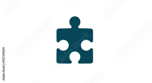 Fototapeta Dark teal jigsaw puzzle piece isolated on white background symbolizing unity and problem solving
