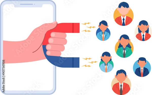 Obraz magnet engaging online customer engagement on social media vector illustration