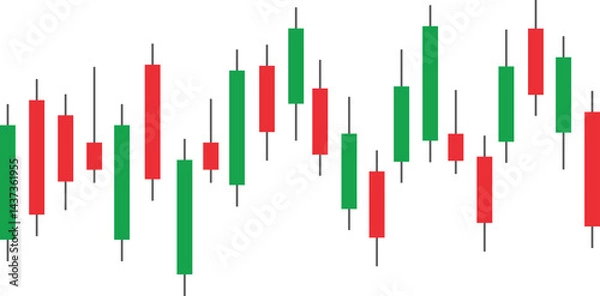 Obraz Candlestick charts pattern in forex shows the stock market vector illustration