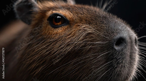 Fototapeta Capybara Close-Up – Wild Mammal with Soft Fur and Detailed Facial Features