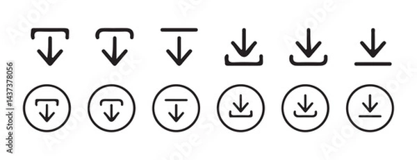 Fototapeta Download and upload icon buttons set. save file icon, import data storage icon button. vector illustration eps 10.