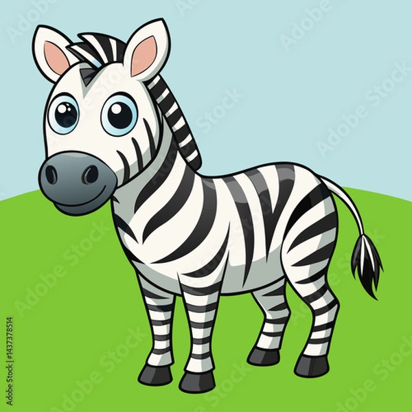 Obraz zebra on green grass background
