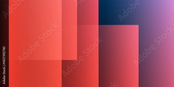 Obraz A modern abstract design featuring a smooth red gradient background with overlapping transparent squares. Harmonious colors, professional look, ideal for business use, websites, etc. Vector design.