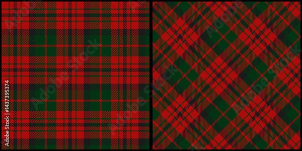 Fototapeta Plaid seamless pattern vector. Background graphic tartan fashion design use for print, texture, cloth, fabric, flannel.