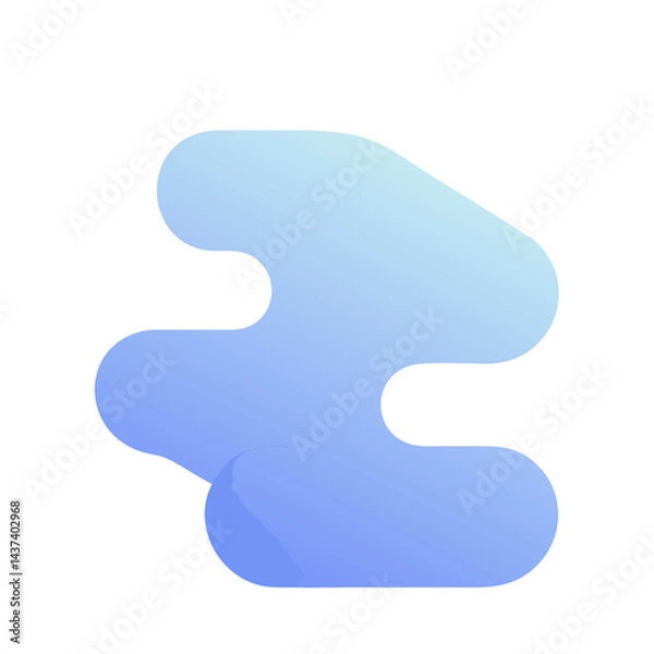 Fototapeta Abstract blue fluid shape design on pale background  
