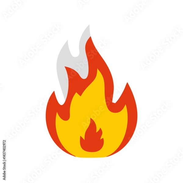 Fototapeta Flame Icon in Flat Style with Bright Colors  