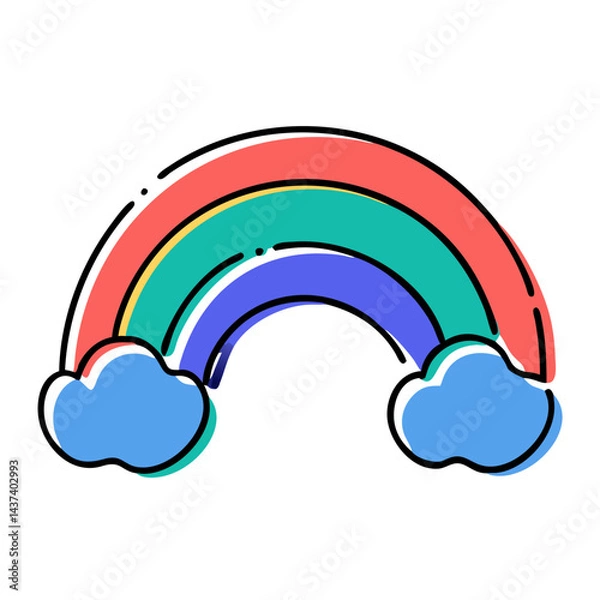 Fototapeta Colorful rainbow illustration against a white background  