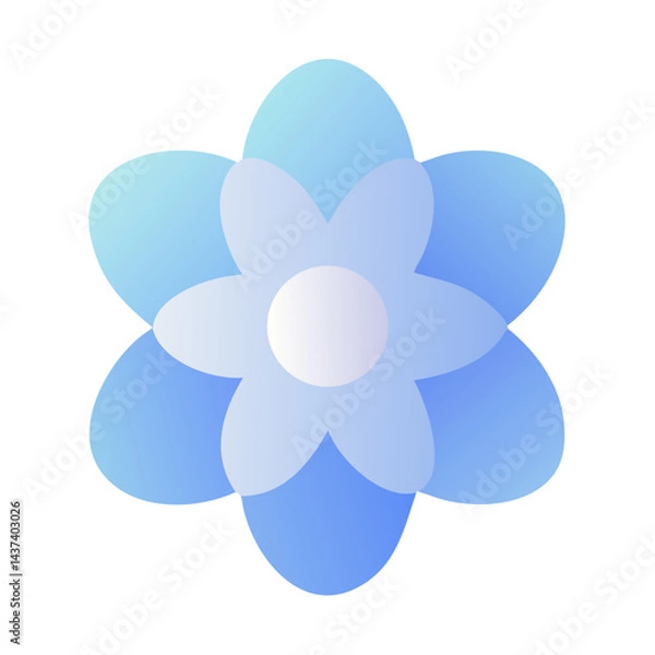 Fototapeta Abstract blue flower illustration with soft gradients  