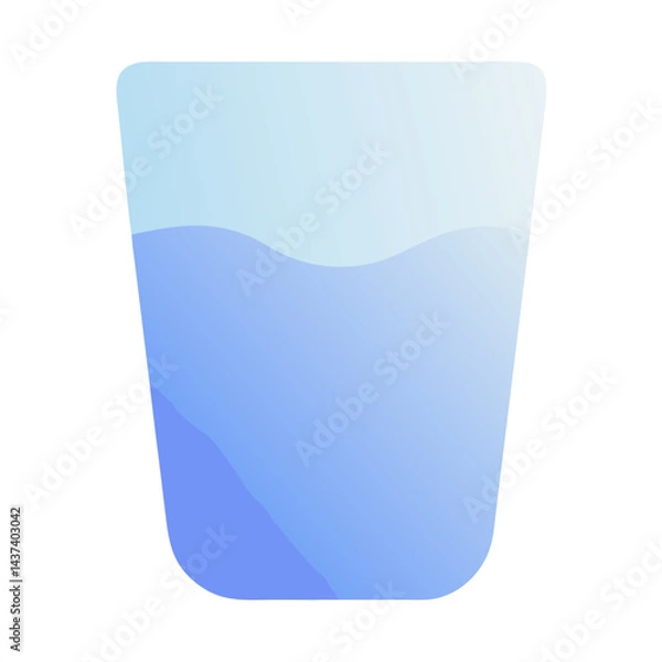 Fototapeta Glass of water with gentle waves in soft blue gradient  