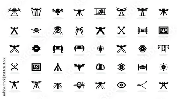 Fototapeta Icon sheet, simple shapes, Drone icons