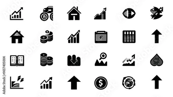 Fototapeta Icon sheet, simple shapes, Financial Growth Arrow icons