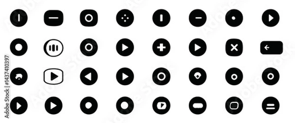 Fototapeta Icon sheet, simple shapes, Pause Button icons