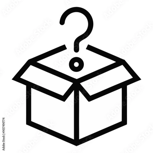 Fototapeta Mystery Box Concept Open Container With Question Mark Icon Vector Illustration