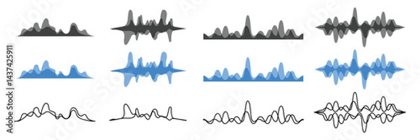 Fototapeta Set good music sound wave icon collection. Radio wave icon, monochrome simple sound wave on white background.