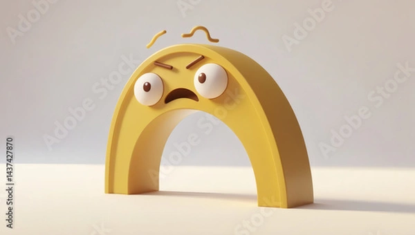 Fototapeta  bridge arch-shaped emoji (wide and low curve) with a worried expression