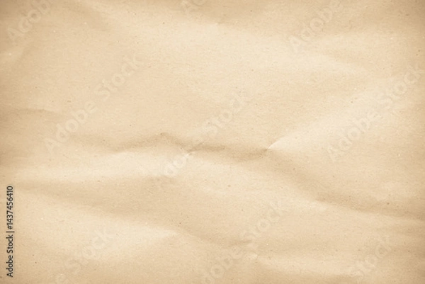 Fototapeta Old paper vintage texture surface for background. Recycle pale brown paper crumpled texture, Cream color recycled kraft paper texture blank with copy space for text.