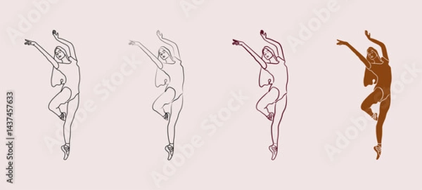 Fototapeta set of different styles of an illustration of a ballet dancer